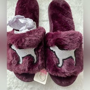 VS PINK Faux Fur Slippers